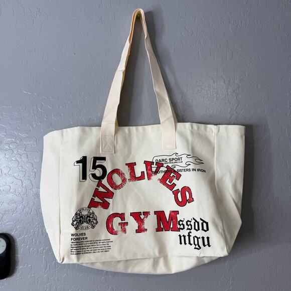 Wolves Gym V2 Canvas Tote in Cream - Picture 3 of 8